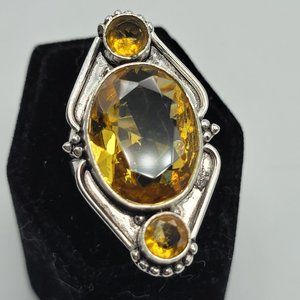 925 Sterling Citrine Statement Ring